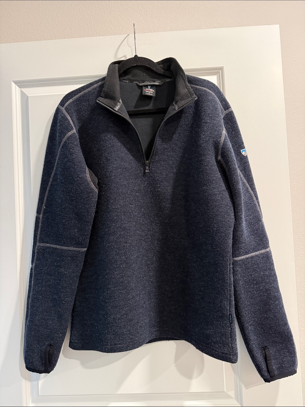 KUHL thermo kore Men's Navy Quarter-Zip Wool blend Sweater sz m